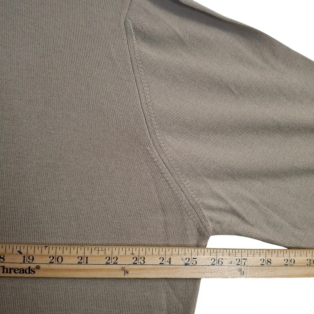 Lord & Taylor Mens Merino Wool Polo Sweater Large L Tan Long Sleeve Made Italy